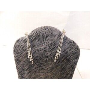 Vtg Silver dangle chain twisted design post earrings Italy 925